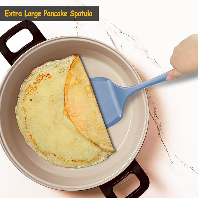 Silicone Spatula Set, 600째F Heat Resistant Silicone Spatula Turner Flipper for Cooking, Non Stick and Non Scratch Kitchen Utensils for Eggs & Pancakes, 4 Pack,Starry Blue