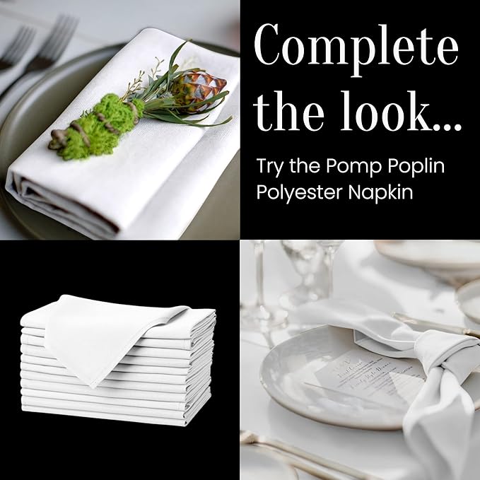 Pomp Black 60" x 84" Poplin Polyester Tablecloth (4 Pack) | Wrinkle + Stain Resistant Easy Care Premium Fabric | Fits 5FT Rectangle Table