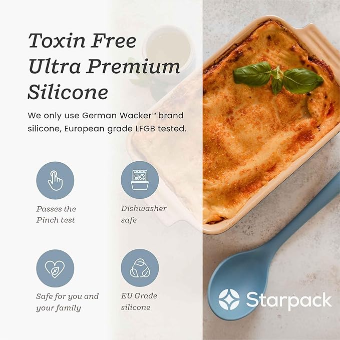 Starpack 'Winning Serve' XL Premium Silicone Serving Spoon (13.5") - Large Silicone Spoon for Cooking High Heat Resistant to 600째F - LFGB Grade Nonstick Mixing Spoons - Large Rubber Serving Spoons