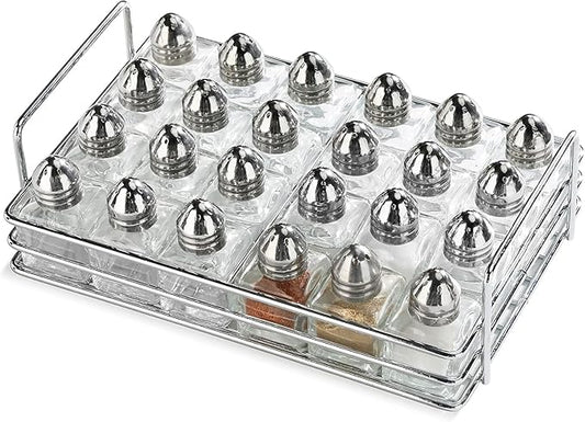 New Star Foodservice Glass Cube Mini Salt and Pepper Shaker (Silver with Rack)