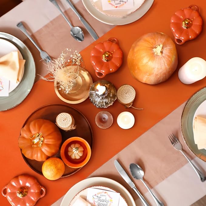 Bencailor 24 Pcs Orange Satin Table Runner Bulk 12 x 108 Inches Long Table Runners Bright Smooth Fabric Tablecloth for Wedding Banquet Birthday Valentines St Patrick's Day Party Decorations