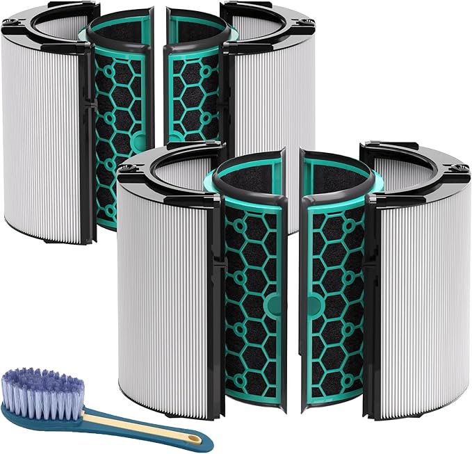 Leemone 2 Pack TP04 HP04 DP04 Filter Replacement Compatible with Dyson TP04 HP04 DP04 TP05 DP05 Air Purifier, 360째 Combi Glass Filter & Activated Carbon, Black