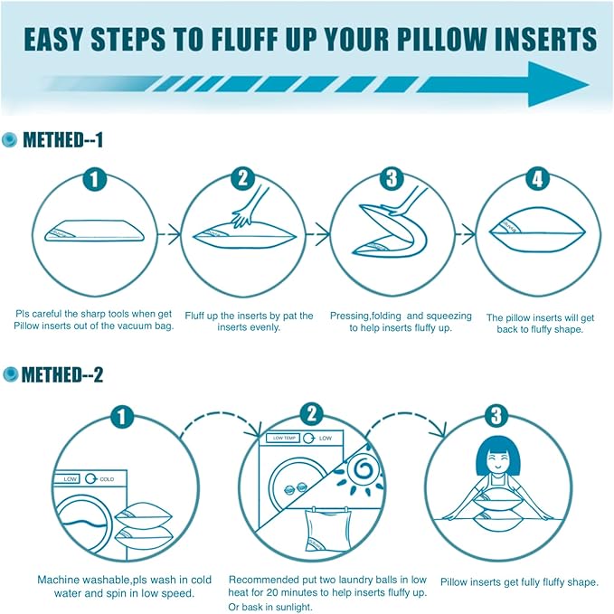 Siluvia Euro Pillows 26x26 Pillow Inserts Set of 2 Square Throw 26 Pillow with 100% Cotton Cover for Sofa, Couch, and Bed - White