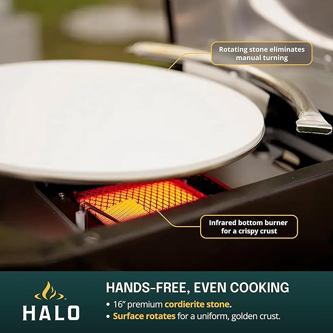 HALO Versa 16 Pizza Oven | 16??Rotating Stone, Patented Dual Burner System, 5-Minute Pizzas, Easy Clean | Propane Powered | HZ-1004-ANA