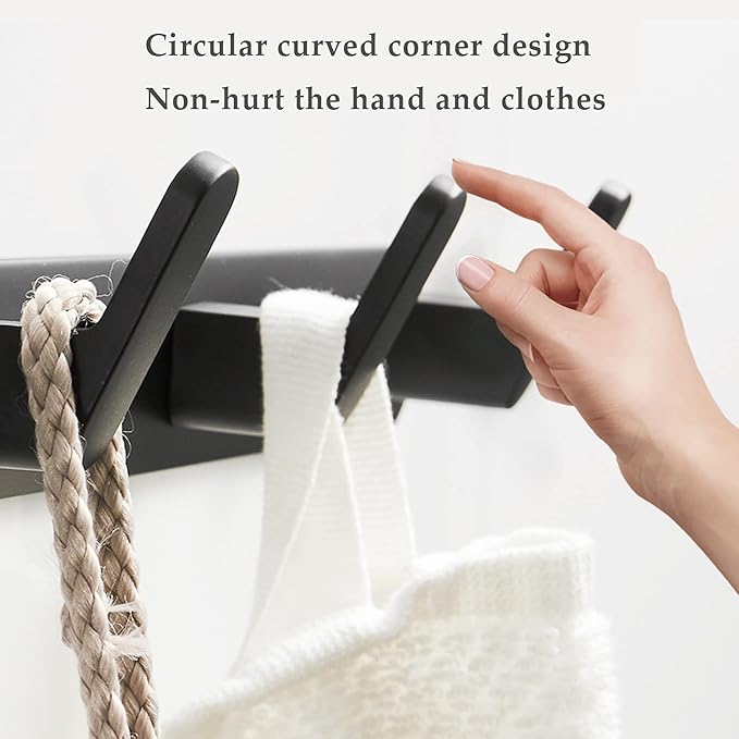 ULIBERMAGNET Magnetic Coat Hooks,Heavy Duty Magnetic Rack,Strong Rubber Magnetic Hanger for Refrigerator,Metal Cabinet,Door,Hanging Coat, Towel, Bag, Scarf, Helmet(Matte Black/3 Hooks)