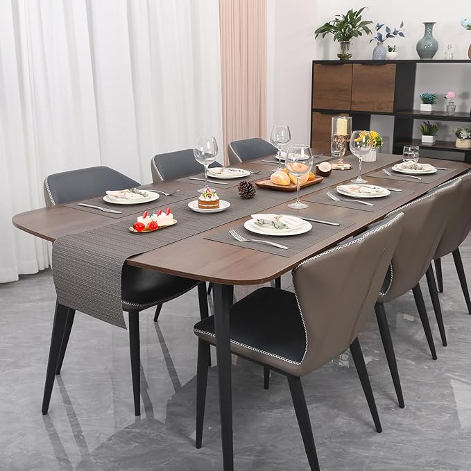 Myir JUN Table Runner, Vinyl Table Runner Indoor Arbitrarily Cropped Runner for Table Heatproof for Home Party (Dark Gray, 12 x 94 inch)