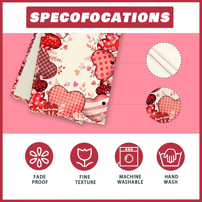 XCHI Love Hearts Valentine's Day Table Runner Table Decoration for Party Home Kitchen Dining Holiday Decor 13x90 Inch