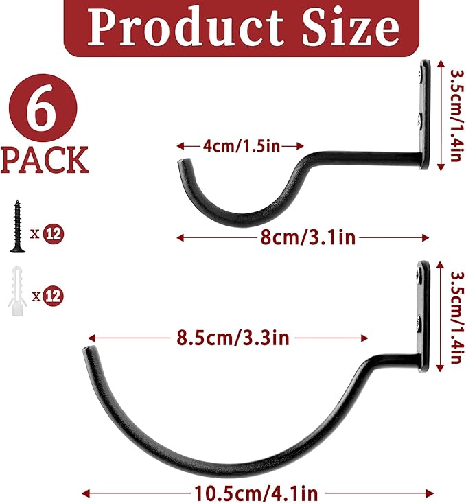 Wall-Mounted Wine Hook: Hanging Wine Bottle Wall Holder - Set of 6 Metal Wall Red Wine Rack