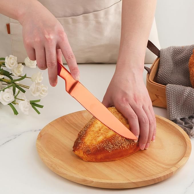 Knives Set, 6 PCS Stainless Steel Steak Knives Set, Sharp Kitchen Knife-Gift for Wedding Gathering Party, Dishwasher Safe