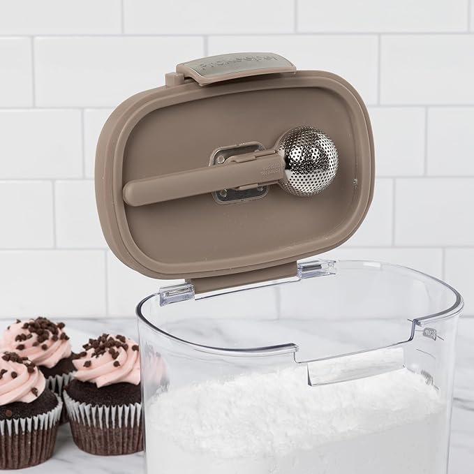 ProKeeper+ Airtight Food Storage Container Set ??Clear Plastic Flour and Sugar Canister Set with Magnetic Accessories for Kitchen Organization (Taupe, 13-Piece)