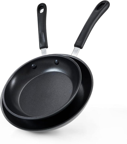 Cook N Home Professional Hard Anodized Nonstick Saute Fry Pan (8"/9.5") 2 Piece Cookware Sets, Black