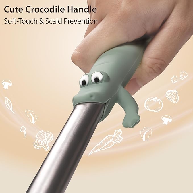 BONE Stylish Kitchen Utensils Set, Self-Standing Cooking Tools with Cute Croc Handle, Heat Resistant & BPA Free, Food Grade Silicone Cute Kitchen Utensils