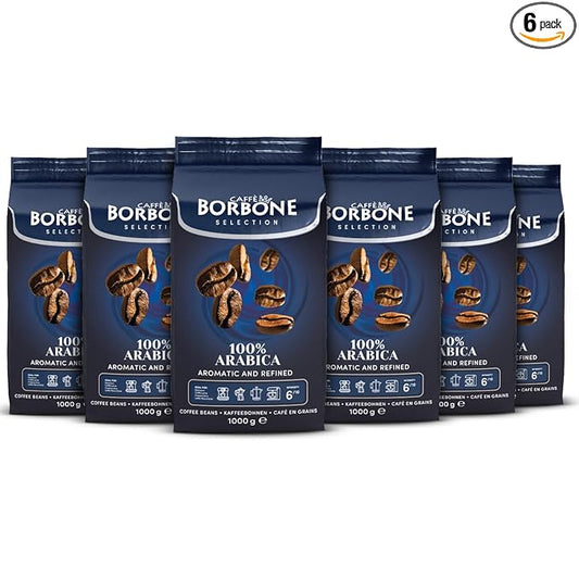 Caff챔 Borbone Whole Bean Coffee, 100% Arabica, Medium Espresso Roast - Freshly Roasted and Packaged in Italy - 2.2 Pound (Pack of 6)