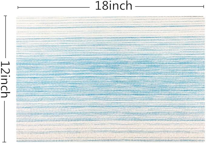 Placemat,Blending Color Durable Woven Vinyl Placemat Washable Heat-Resistant Anti-Skid Kitchen Dining Table Mats (Set of 6, Blue with White)