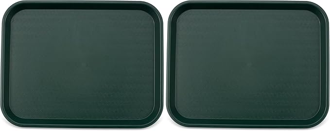 Carlisle FoodService Products Cafe Plastic Fast Food Tray for Cafeteria, 14" x 18", Green (Pack of 2)