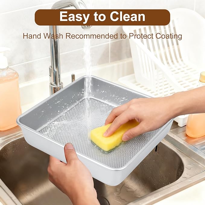 Logario 9-Inch Square Cake Pan Set of 2, Heavy Duty Nonstick with Textured Honeycomb Surface, Aluminized Steel BPA & PFOA Free, Warp Resistant, Even Heating for Brownies, Lasagna, Pizza & Casseroles