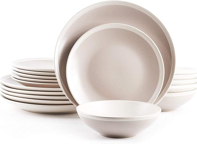 Rock Ridge Speckled Stoneware Dinnerware Set (18pc Set, Sands and Ivory)