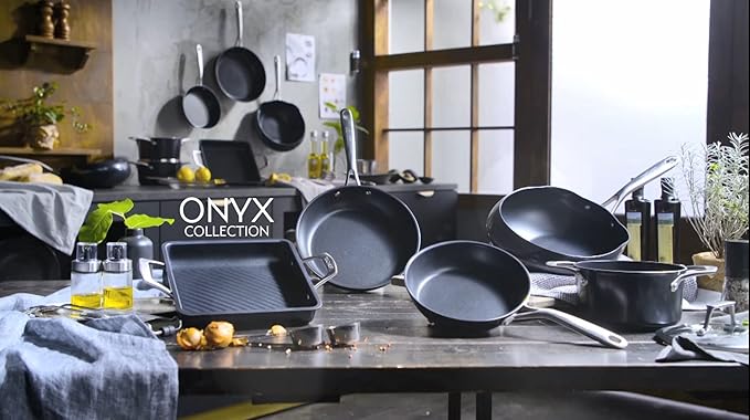 TECHEF - Onyx Collection 12-Inch Nonstick Frying Pan Skillet, PFOA-Free, Dishwasher Oven Safe, Stainless Steel Handle, Induction-Ready, Made in Korea (12-inch)