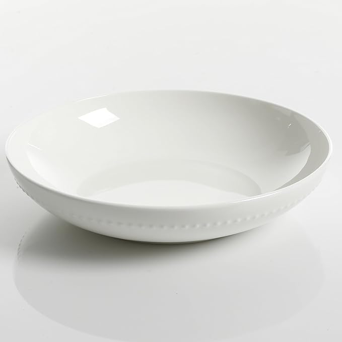 Gibson Elite Embossed Bone China 16-Piece Double Bowl Dinnerware Set, Service for 4 ??White Elegant Plates and Bowls