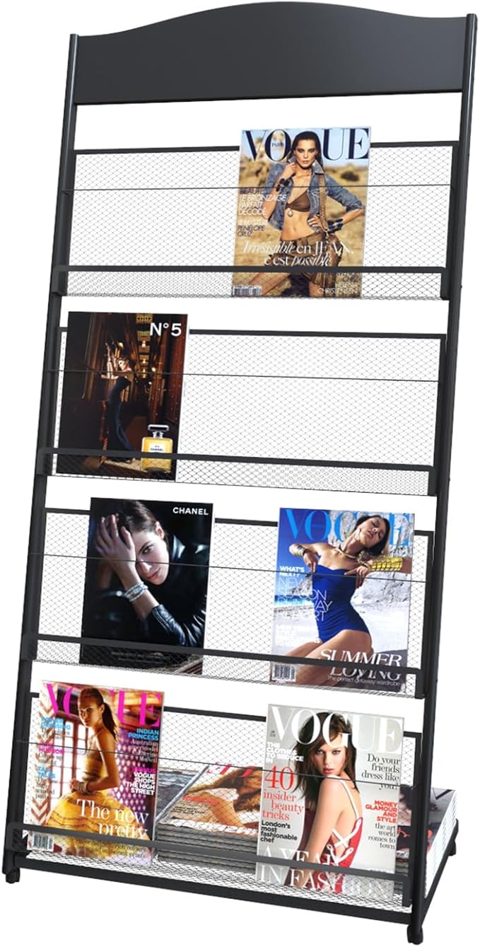 floor magazine rack brochure display stand for offices and public reception area竊똪iterature rack with 4 Universal wheels (59"횞27"횞14")
