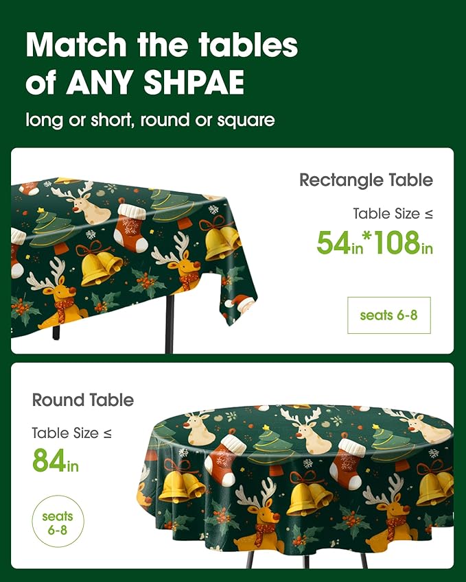 Pureegg Plastic Table Cloth Disposable 12 Pack, 54 x 108 Inch Table Cloths, Halloween Party, Thanksgiving Decorations, Harvest, Fall Tablecloths, Rectangle Tables, Leakproof & Sturdy, Christmas Red