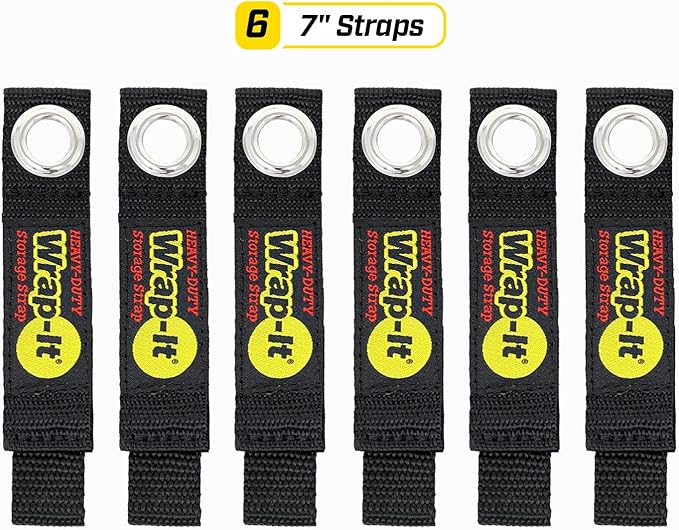 Heavy-Duty Wrap-It Storage Straps, 7-inch (6 Pack) - Hook and Loop Tool Cord Organizer, Extension Cord Hanger, Kitchen Cord Keeper, Cable Straps for Cords, Hoses, Rope, RV, and Garage Organization