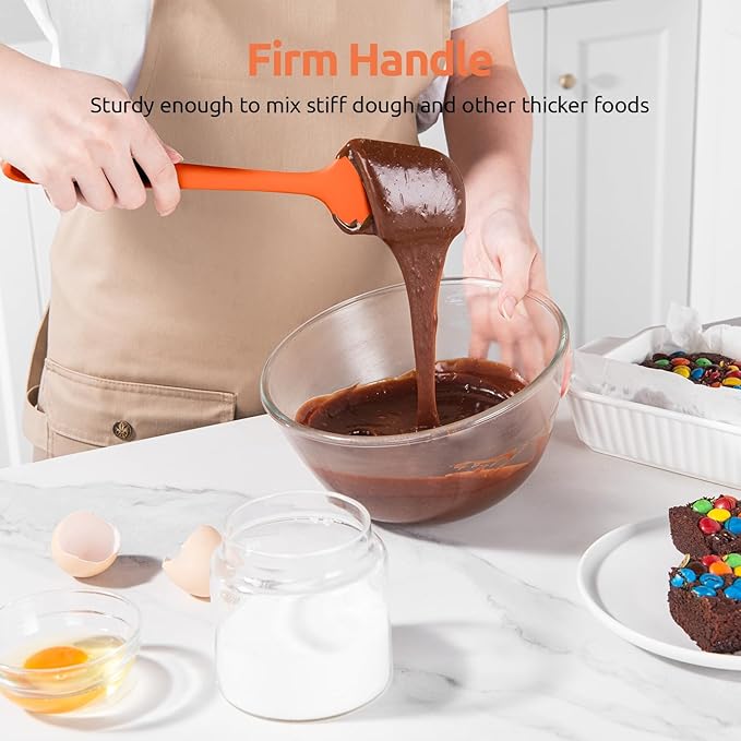 U-Taste 600쨘F Heat Resistant Silicone Spatulas: Flexible Food-Grade Silicon Baking Scraper, Kitchen Cooking Mixing Utensils with Upgraded Sturdy Handle Tip for Nonstick Cookware (4-Pc., Orange)