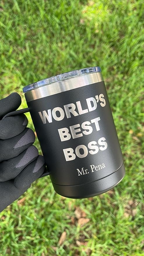 World's Best Boss Mug - 15oz Stainless Steel - Stylish Coffee Cups for Home and Office - Gift for Boss or Manager - Appriciation or Boss's Day