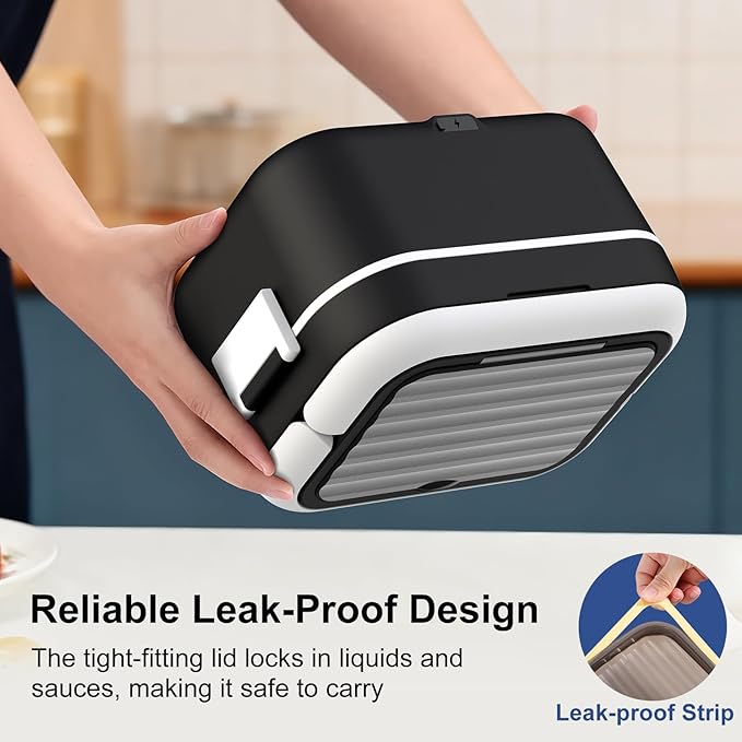 EDCREATY Cordless Electric Heated Lunch Box, 1.5L 6.3Cups 24000mAh Rechargeable Battery Self-Heating Lunch Box, Smart Timer, Even Heating, 100W Portable Food Warmer for Office, Picnic, Car, Outdoor