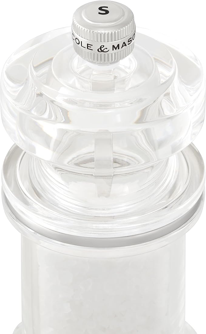 Cole & Mason 675 Refillable Spice Mill - Kitchen & Home Accessory - Salt & Pepper Grinder Set - Salt & Peppercorn Included - Acrylic - Salt & Pepper Set 4.5"