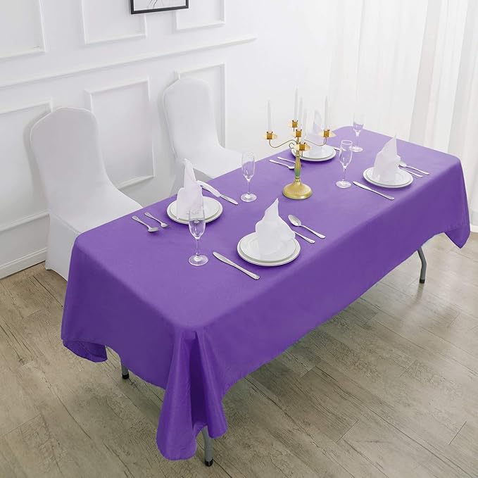 Cupuamon Rectangle Tablecloth 90x156 inch Washable Polyester Fabric Table Cloth for Wedding Party Dining Banquet Decoration（90x156,Purple）