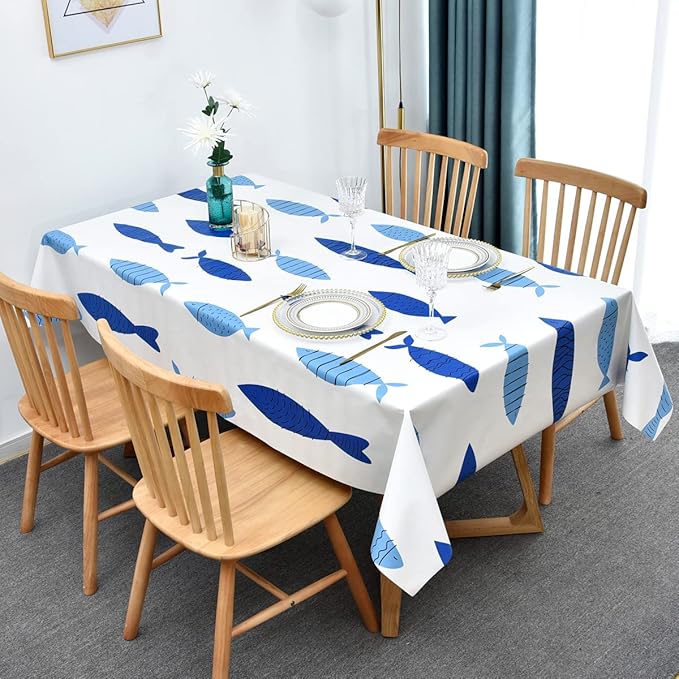 LOHASCASA Heavy Duty Vinyl Oilcloth Tablecloth PVC Waterproof Plastic Wipeable Spillproof Peva Tablecloth for Spring Outdoor Camping Picnic Rectangle 54x72 Inch