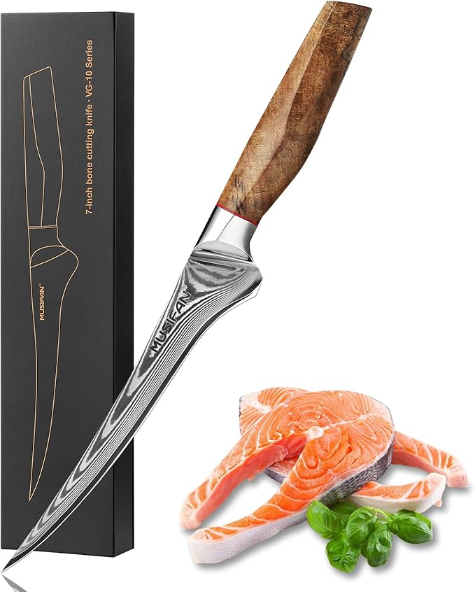 Fillet Knife 7 Inch, Precision Boning Knife for Efficient Meat Cutting and Boning竊?Boning Knife in high Carbon Steel