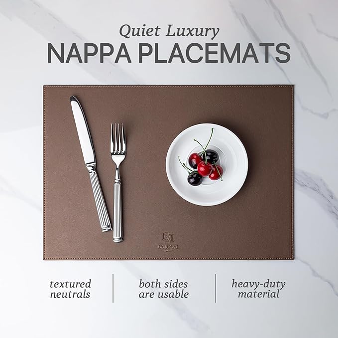 Baroyal Faux Leather Placemats Set of 8 Vinyl Washable Wipeable Table Mats for Kitchen Dining Table Heat Resistant Waterproof Modern Indoor/Outdoor Placemats Non-Slip Easy Clean Place Mats (Chocolat)