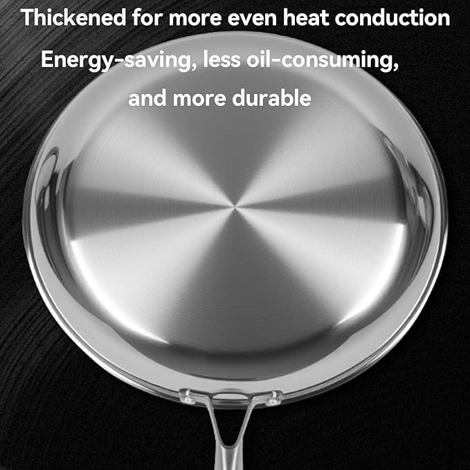 Titanium Hammered Pan, Durable Scratch-Resistant Titanium Frying Pans for Cooking, No-Coating Nonstick Skillet, Even Heating for Cooking, Nutritious Pan for Cooking,No lid,11.81in