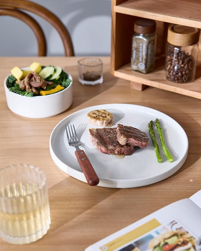 Famiware Nebula Dinnerware Sets with Mugs, Service for 4 (16 Pieces), Fine Stoneware Plates and Bowls Sets, Microwave and Dishwasher Safe Dishes Set, White