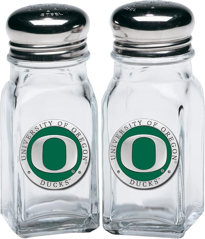 Heritage Pewter University of Oregon Salt and Pepper Shaker Set of 2 Bottles | Expertly Crafted Pewter Glass