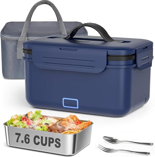 Vingud Cordless Electric Lunch Box for Adults, 1.8L Rechargeable Heated Lunch Box Food Warmer, Portable Self Heating Lunchbox for Mens/Office/Car/Travel, Lonchera El챕ctrica Port찼til Battery Powered