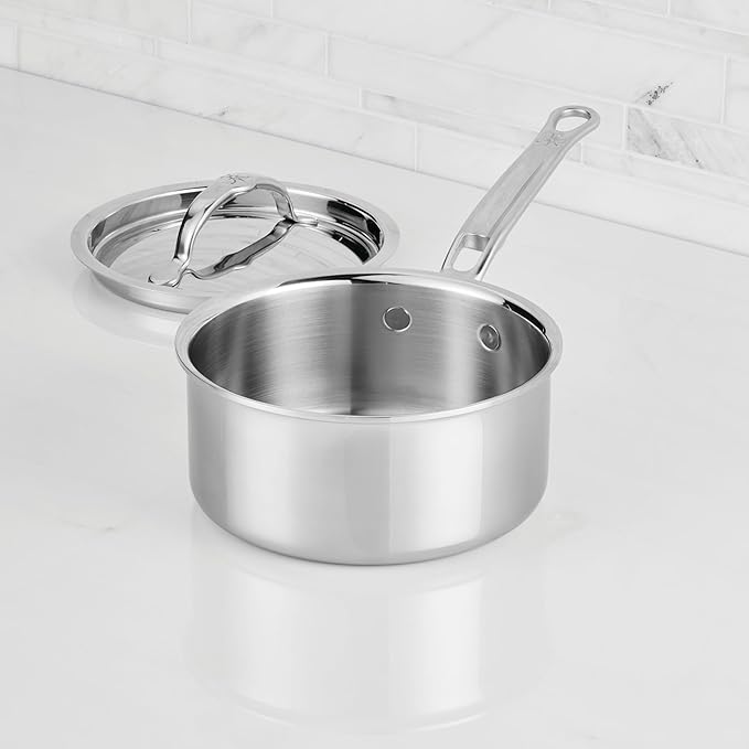 Hestan ProBond Luxe 1.5-Quart Saucepan with Lid, Professional Clad Stainless Steel, ProCore Tri-Ply Clad Construction, Polished Exterior, Induction & Oven Safe