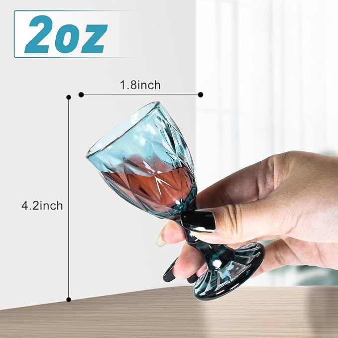 2-Piece Stemmed Cordial Glasses Set, Dishwasher Safe, Perfect for Tequila, Brandy Tasting, Weddings, and Bars (Style4,2pcs)