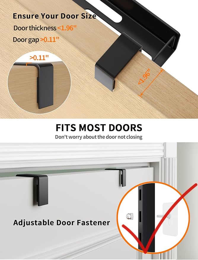Over the Door Pantry Organizer, 6-Tier Pantry Organizers and Storage, Metal Hanging Spice Rack for Home & Kitchen, Laundry Room Bathroom Organization, Black