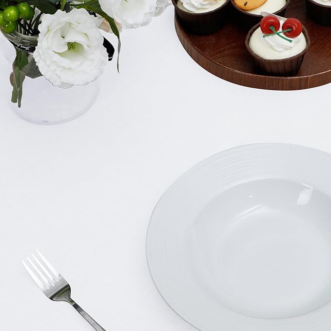 Easy-Going Faux Linen Waterproof Spill-Proof Tablecloth Stain Resistant Rectangle Table Cloth Wrinkle Free Decorative Fabric for Kitchen, Dining, Party, Weddings, Restaurants (60x102 in, White)