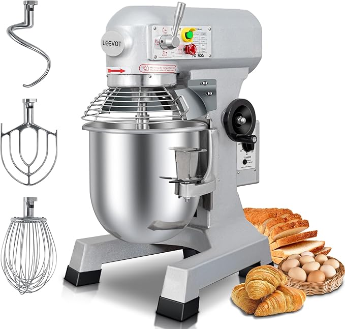 15Qt Commercial Food Mixer with Timing Function, Commercial mixer 3-Speed Adjustable Heavy Duty, Electric Stand Food Mixer with Stainless Steel Bowl for Bakery Pizzeria (Upgraded)