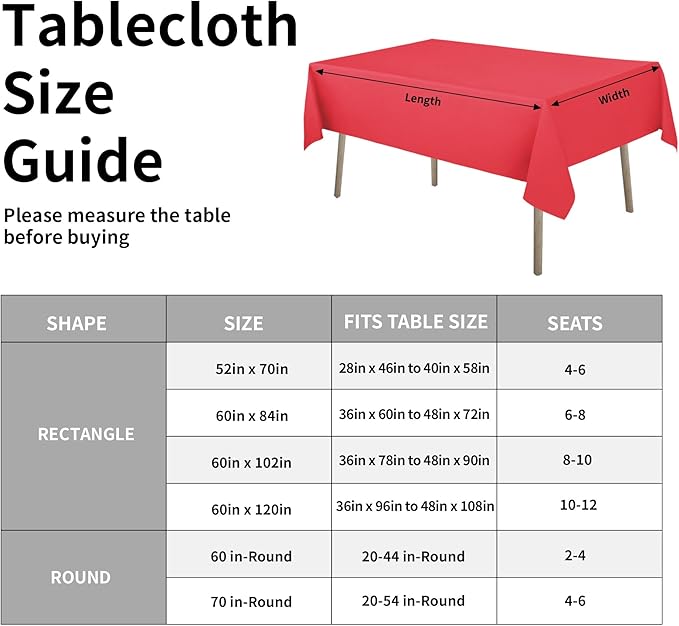 Easy-Going Faux Linen Waterproof Spill-Proof Tablecloth Stain Resistant Rectangle Table Cloth Wrinkle Free Decorative Fabric for Kitchen, Dining, Party, Weddings, Restaurants (52x70 in, Red)