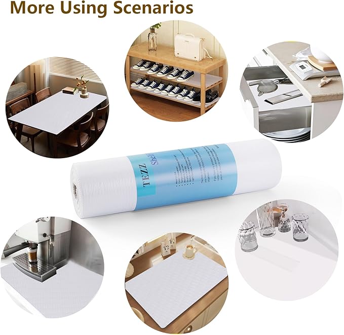 Shelf Liner, 14 Inches x 40 FEET Non-Slip Kitchen Cabinet Liner, Washable Oil-Proof Non-Adhesive Contact Paper for Kitchen Drawer, Cabinet, Shelves, Cupboard, Refrigerator, Storage, Desks, Countertop