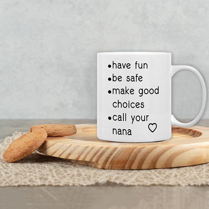 QASHWEY Funny Call Your Nana Coffee Mug, College Freshmen Students Graduation Gift, Call Your Nana Coffee Cups Ceramic 11 Ounce, College Gift Tea Mug Cup, Gifts for College Freshmen Grandkids