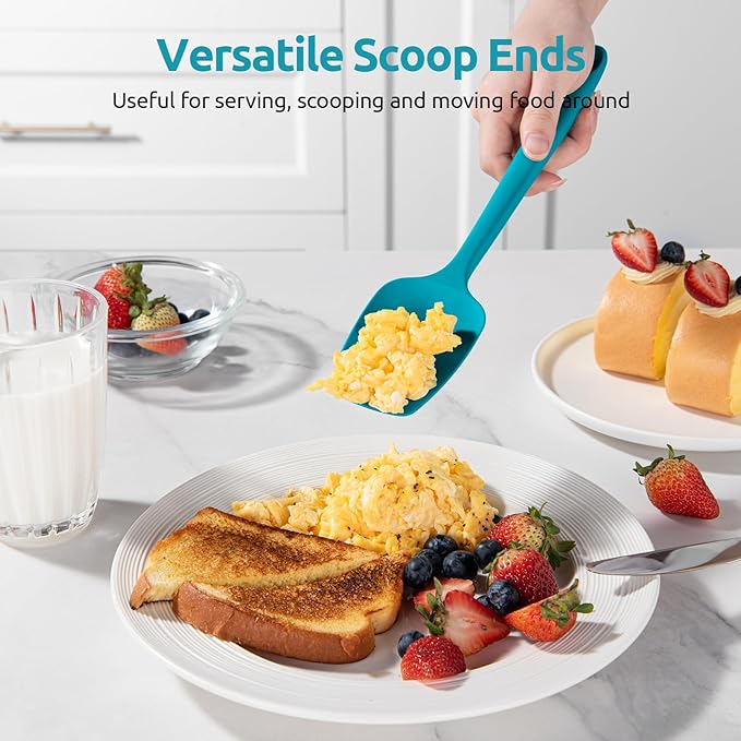U-Taste Silicone Spoon Spatula Set, 600쨘F High Heat Resistant Food Grade Flexible Rubber Scraper, Cooking Mixing Baking Kitchen Utensils Set of 3 (Marrs Green)