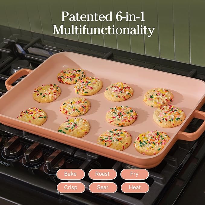 Our Place Griddle Pan - Versatile Nonstick Ceramic Sheet Pan & Stovetop Griddle | Toxin-Free, Dual-Use, with Ergonomic Handles | 5 Qt Capacity, Oven Safe Up to 450째F | Spice