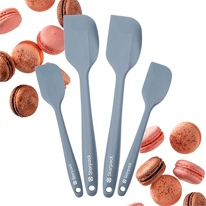 StarPack 'Scrape & Stir' Silicone Spatula Set (4 Pcs) - Heat Resistant Spatula Set 600째F - Food Grade Kitchen Spatulas - Nonstick Silicone Baking & Cooking Spatulas - Rubber Turner Set for Kitchen Use