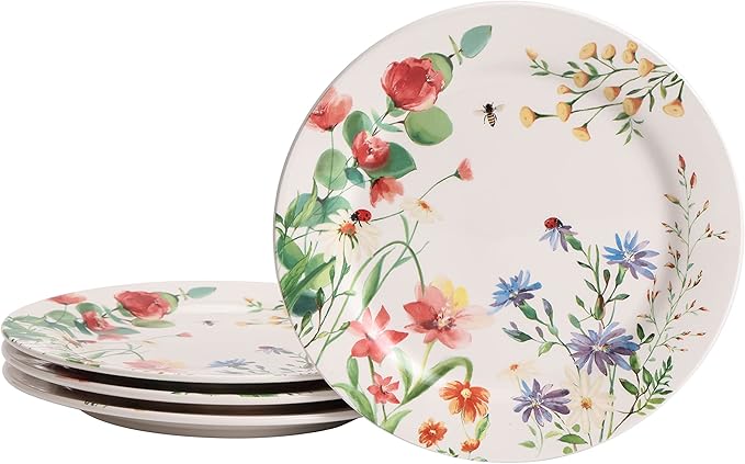 Bico Summer Provence Dinner Plates Set of 4, 11 Inch Large Ceramic Plates for Pasta, Steak, Stylish Serving Dishes, Microwave and Dishwasher Safe, Gift for Housewarming and Thanksgiving